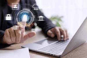 Cyber Protection Data Security Internet Privacy Internet technology concept on virtual screen. photo