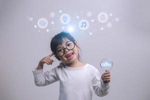 Asian smart kids girl explore skills to become geniuses. Creative Thinking, photo