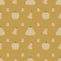 Autumn seamless pattern. White pumpkins. Flat. Vector illustration. Repeating pumpkins isolated on colored background. Design element