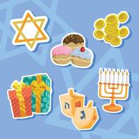 paquete de pegatinas de hanukkah vector