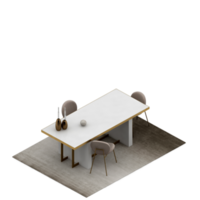 Isometric Table Set 3D render png