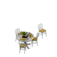 rendu 3d de l'ensemble de table isométrique png