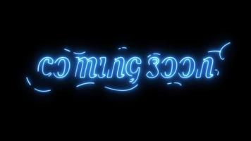 coming soon neon text animation 4k with blue glow effect video