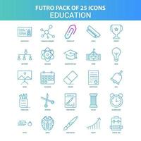 25 Green and Blue Futuro Education Icon Pack vector