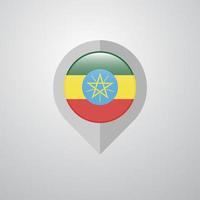 Map Navigation pointer with Ethiopia flag design vector