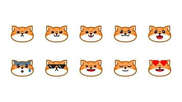 Cute orange cat emoji. Cat faces expression vector