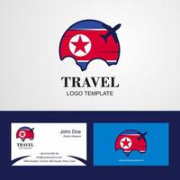 logotipo de la bandera del norte de corea del viaje y diseño de la tarjeta de visita vector