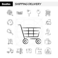 Shipping Delivery Hand Drawn Icon Pack For Designers And Developers Icons Of Globe Location Search Delivery Online Shipping Shopping Transport Vector