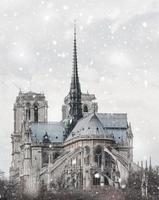 Notre Dame cathedral in Paris, France in winter photo