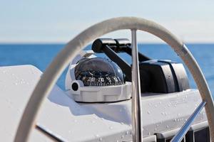 Sailing yacht control wheel and implement photo