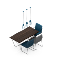 Isometric Table Set 3D render png