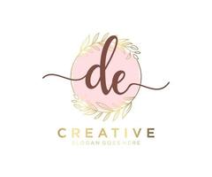 Initial DE feminine logo. Usable for Nature, Salon, Spa, Cosmetic and Beauty Logos. Flat Vector Logo Design Template Element.