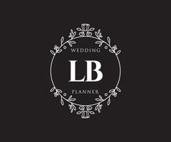 colección de logotipos de monograma de boda con letras iniciales lb, plantillas florales y minimalistas modernas dibujadas a mano para tarjetas de invitación, guardar la fecha, identidad elegante para restaurante, boutique, café en vector