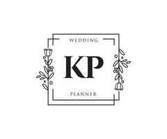 Initial KP feminine logo. Usable for Nature, Salon, Spa, Cosmetic and Beauty Logos. Flat Vector Logo Design Template Element.