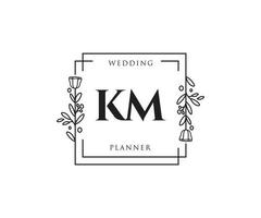 Initial KM feminine logo. Usable for Nature, Salon, Spa, Cosmetic and Beauty Logos. Flat Vector Logo Design Template Element.