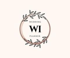 colección de logotipos de monograma de boda con letras iniciales de wi, plantillas florales y minimalistas modernas dibujadas a mano para tarjetas de invitación, guardar la fecha, identidad elegante para restaurante, boutique, café en vector