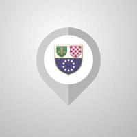 Map Navigation pointer with Bosnia and Herzegovina flag design vector