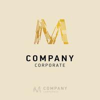 M company logo design with visiting card vector