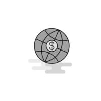 Globe Web Icon Flat Line Filled Gray Icon Vector