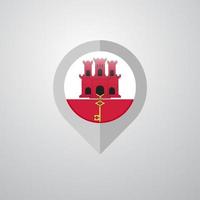 Map Navigation pointer with Gibraltar flag design vector