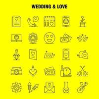 los iconos de línea de boda y amor establecidos para infografías kit de uxui móvil y diseño de impresión incluyen tarjeta de boda de corazón de amor portátil vector de conjunto de iconos de boda de corazón de amor