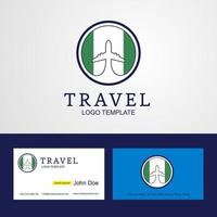 logo de bandera de círculo creativo de nigeria de viaje y diseño de tarjeta de visita vector