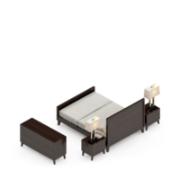 Isometric Bedroom 3D render png