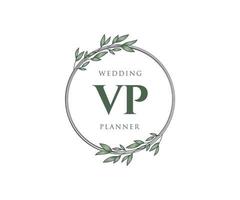 VP Initials letter Wedding monogram logos collection, hand drawn modern minimalistic and floral templates for Invitation cards, Save the Date, elegant identity for restaurant, boutique, cafe in vector