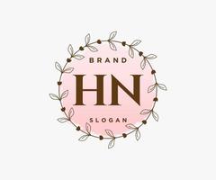 Initial HN feminine logo. Usable for Nature, Salon, Spa, Cosmetic and Beauty Logos. Flat Vector Logo Design Template Element.