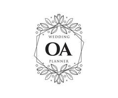 colección de logotipos de monograma de boda con letras iniciales de oa, plantillas florales y minimalistas modernas dibujadas a mano para tarjetas de invitación, guardar la fecha, identidad elegante para restaurante, boutique, café en vector