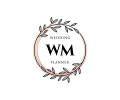 WM Initials letter Wedding monogram logos collection, hand drawn modern minimalistic and floral templates for Invitation cards, Save the Date, elegant identity for restaurant, boutique, cafe in vector