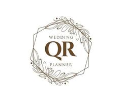 QR Initials letter Wedding monogram logos collection, hand drawn modern minimalistic and floral templates for Invitation cards, Save the Date, elegant identity for restaurant, boutique, cafe in vector
