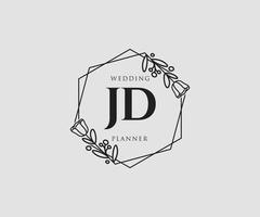 logotipo femenino jd inicial. utilizable para logotipos de naturaleza, salón, spa, cosmética y belleza. elemento de plantilla de diseño de logotipo de vector plano.