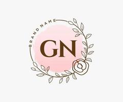 Initial GN feminine logo. Usable for Nature, Salon, Spa, Cosmetic and Beauty Logos. Flat Vector Logo Design Template Element.