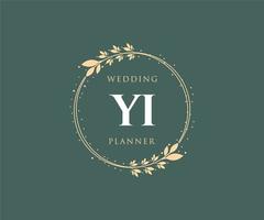 YI Initials letter Wedding monogram logos collection, hand drawn modern minimalistic and floral templates for Invitation cards, Save the Date, elegant identity for restaurant, boutique, cafe in vector