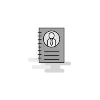 Personal diary Web Icon Flat Line Filled Gray Icon Vector