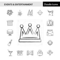 Set of 17 Events and Entertainment handdrawn icon set vector