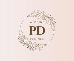 PD Initials letter Wedding monogram logos collection, hand drawn modern minimalistic and floral templates for Invitation cards, Save the Date, elegant identity for restaurant, boutique, cafe in vector