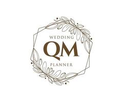 QM Initials letter Wedding monogram logos collection, hand drawn modern minimalistic and floral templates for Invitation cards, Save the Date, elegant identity for restaurant, boutique, cafe in vector