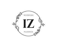 Initial IZ feminine logo. Usable for Nature, Salon, Spa, Cosmetic and Beauty Logos. Flat Vector Logo Design Template Element.