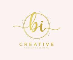 Initial BI feminine logo. Usable for Nature, Salon, Spa, Cosmetic and Beauty Logos. Flat Vector Logo Design Template Element.