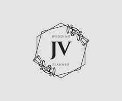 Initial JV feminine logo. Usable for Nature, Salon, Spa, Cosmetic and Beauty Logos. Flat Vector Logo Design Template Element.