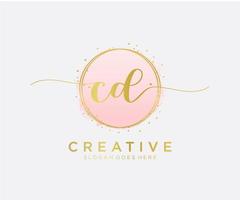 Initial CD feminine logo. Usable for Nature, Salon, Spa, Cosmetic and Beauty Logos. Flat Vector Logo Design Template Element.