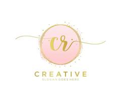 Initial CR feminine logo. Usable for Nature, Salon, Spa, Cosmetic and Beauty Logos. Flat Vector Logo Design Template Element.