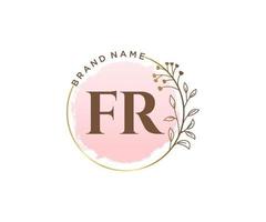 Initial FR feminine logo. Usable for Nature, Salon, Spa, Cosmetic and Beauty Logos. Flat Vector Logo Design Template Element.