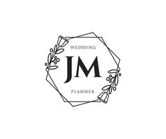 Initial JM feminine logo. Usable for Nature, Salon, Spa, Cosmetic and Beauty Logos. Flat Vector Logo Design Template Element.