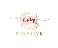 Initial EM feminine logo. Usable for Nature, Salon, Spa, Cosmetic and Beauty Logos. Flat Vector Logo Design Template Element.