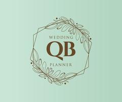 QB Initials letter Wedding monogram logos collection, hand drawn modern minimalistic and floral templates for Invitation cards, Save the Date, elegant identity for restaurant, boutique, cafe in vector