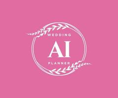 AI Initials letter Wedding monogram logos collection, hand drawn modern minimalistic and floral templates for Invitation cards, Save the Date, elegant identity for restaurant, boutique, cafe in vector