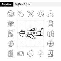 Business Hand Drawn Icons Set For Infographics Mobile UXUI Kit And Print Design Include Laptop Graph Graph Laptop Computer Dart Game Focus Eps 10 Vector